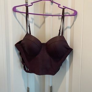 Pleather cut out crop top